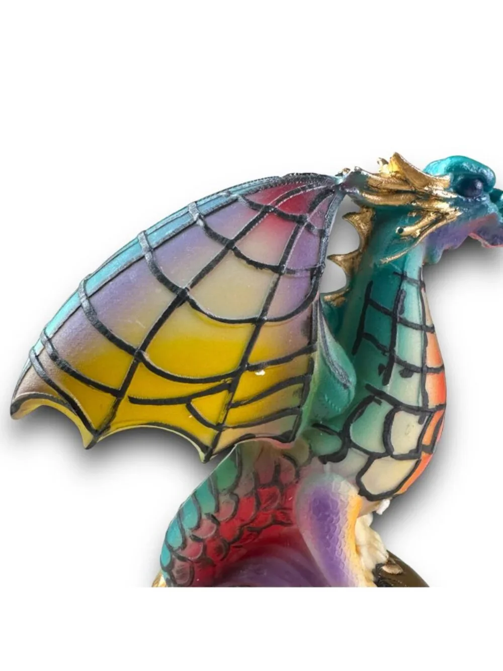 Hand-Painted Multicolor Dragon Lamp Figurine - 10